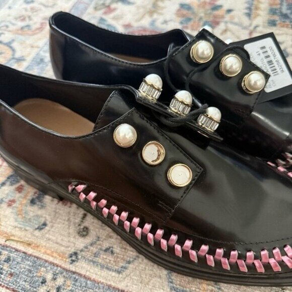 Coliac Women's Pearl Black Loafers Pink Braided Slip On Shoe Size 41 US 10 - Picture 6 of 9